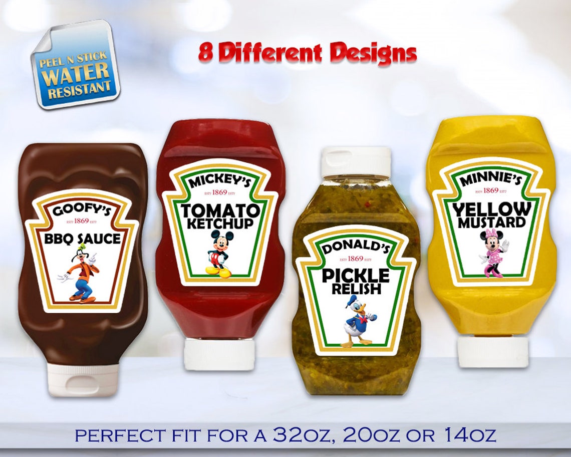 DISNEY CLUBHOUSE Condiment Labels Mickey Mouse Condiments | Etsy