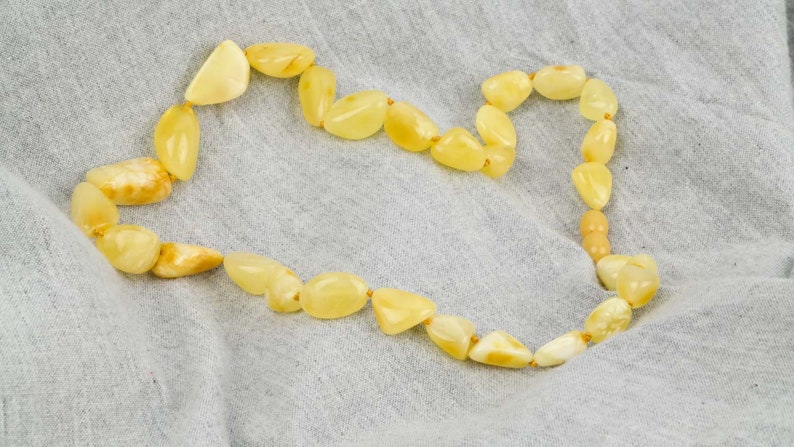 Handmade amber necklace from milky yellow amber beads Natural amber jewellery for her Elegant necklace from natural Baltic amber