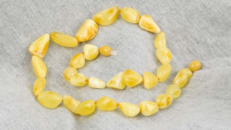 Handmade amber necklace from milky yellow amber beads Natural amber jewellery for her Elegant necklace from natural Baltic amber