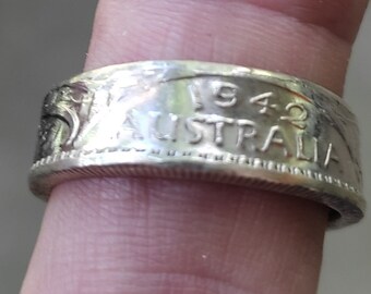 925 sterling silver Australian Florin or Shilling coin rings Genuine Australian Sterling Silver Ring. Currency ring