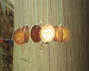 1964 Available, Great Gift idea For a 60th Birthday! Handmade Australian Penny wind chime coin windchime unique gift + Old school currency