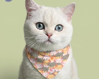 Cute Pastel Axolotl Small Breed Pet Bandana | Gift for Cat and Dog Lovers | Soft Polyester Neckwear for Kittens & Small Puppies