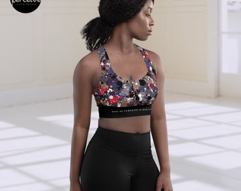 UPF 50+ Jackson Pollock Artist Non-See-Through Longline Sports Bra | Sport Fashion