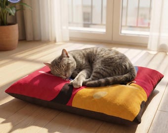 Surrealist Magritte Art Pet Bed | Cozy Fleece Cat Nap Spot | Gift for Cat Lovers