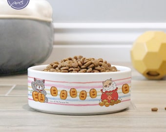 Cuenco de cerámica para mascotas Kawaii Chubby Meow Space Lucky Cats / Regalo para amantes de los gatos / Decoración para el hogar del Año Nuevo Lunar