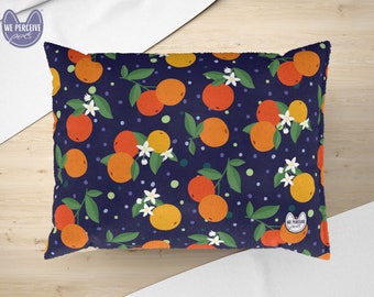 Super Soft Fleece Pet Bed with Pattern of Blossom Orange Garden in Midnight Romance | Dog or Cat