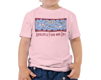 Toddler Short Sleeve Crew Neck Tee for kids | Axolotl Babies Food and Diet Illustration | Pink | Unisex