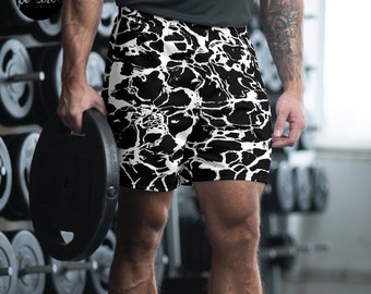 UPF50+ Recycled Breathable & Fast-Drying Athletic Shorts with Black and White Ripples Design | Street Fashion Style | Men