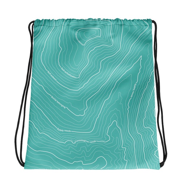 Psychology Drawstring Bag for Gym, Sport, Swim | Maslow's Beach Bag in Mint Green | Minimal Backpack | Quote | Unisex