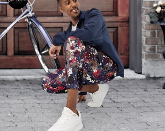 Jackson Pollock Splashing Art Water-Resistant Relaxed Fit Track Pants | Street Fashion Style | Men