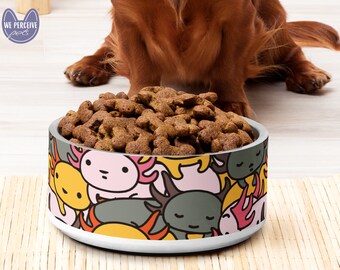 Food Grade Safe Stainless Steel Pet Bowl with Cutest Axolotl Illustration | Dog or Cat