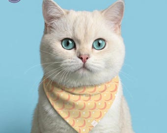Yellow Surrealist Apple Soft Poly Bandana | Rene Magritte Inspired Art Scarf for Cats & Small Dogs | Modern Fine Art Pet Gift