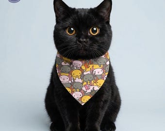 Cute Axolotl Pattern Small Pet Bandana | Soft Poly Cat Scarf | Pet Lover Gift