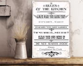 Kitchen wall decor housewarming gift dining room cooking quote art subway Kitchen rules metal tin signs Custom family sign rustic country