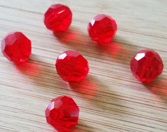 Light Siam 8mm 5000 Swarovski Round Crystal Beads, 8mm Round Beads, Austria Crystal Spacer Beads, Authentic Crystal
