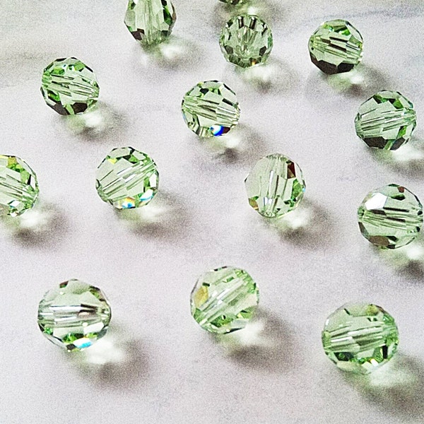 Chrysolite 8mm 5000 Swarovski Round Crystal Beads, 6 Pieces, 8mm Round Beads, Austria Crystal Spacer Beads, Authentic Crystal