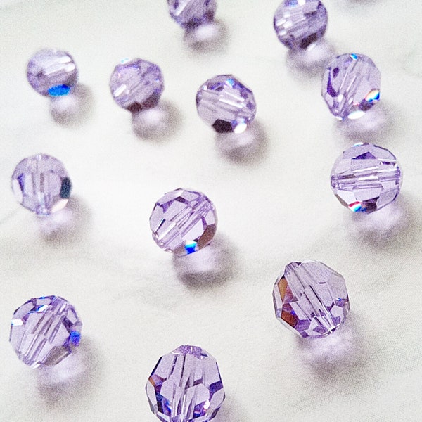 Violet 8mm 5000 Swarovski Round Crystal Beads, 8mm Round Beads, 6 Round Crystals, Austria Crystal Spacer Beads, Authentic Crystal