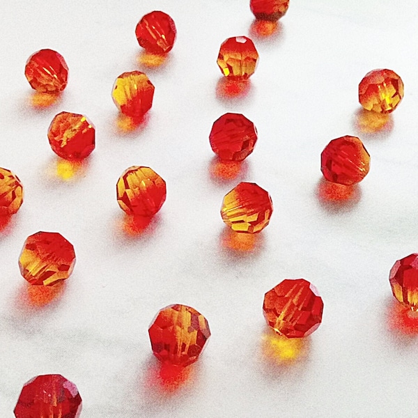 Fireopal 8mm 5000 Swarovski Round Crystal Beads, 6 Pieces Round Crystal Beads, Austria Crystal Spacer Beads, Authentic Crystal