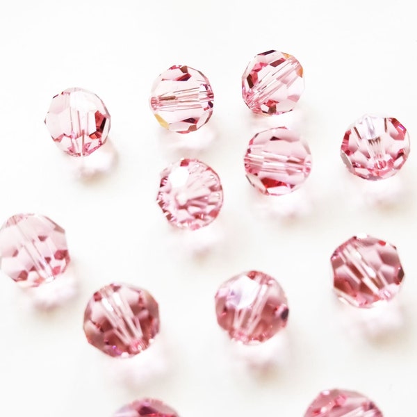 8mm Light Rose 5000 Swarovski Round Crystal Beads, 6 Pieces, Austria Crystal Spacer Beads, Authentic Crystal