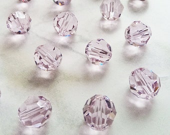 8mm Rosaline 5000 Swarovski Round Crystal Beads, 8mm Round Beads, Austria Crystal Spacer Beads, Authentic Crystal