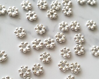 1000 4mm Bright Silver Plated Daisy Spacer Beads, Small Spacer Beads, Lead Free, Nickel Free, Jewelry Making, Jewelry Findings, SP002