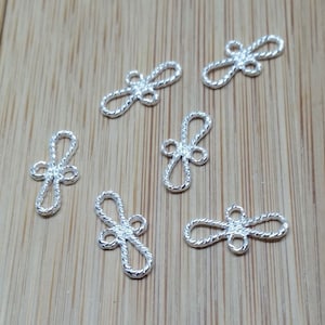 ツイストロープリンク - コネクターフープ ブライトスターリングシルバー リボン 蝶ネクタイ - ジュエリー金具 - SSL019