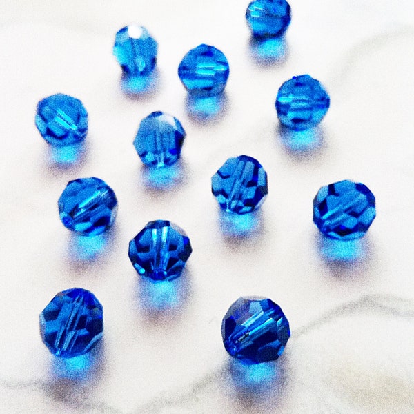 Sapphire 8mm 5000 Swarovski Round Crystal Beads, 8mm Round Crystals, Austria Crystal Spacer Beads, Authentic Crystal