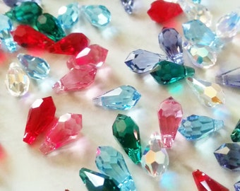 15mm 6000 Swarovski Crystal Teardrop Pendant Bead - 2 Pieces - Aquamarine - Crystal AB - Emerald - Light Siam - Rose - Tanzanite