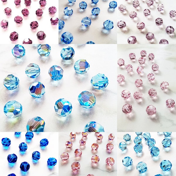 10mm 5000 Swarovski Round Crystal Beads - Authentic Austria - 4 Pieces - Jewelry Findings - Spacer Beads