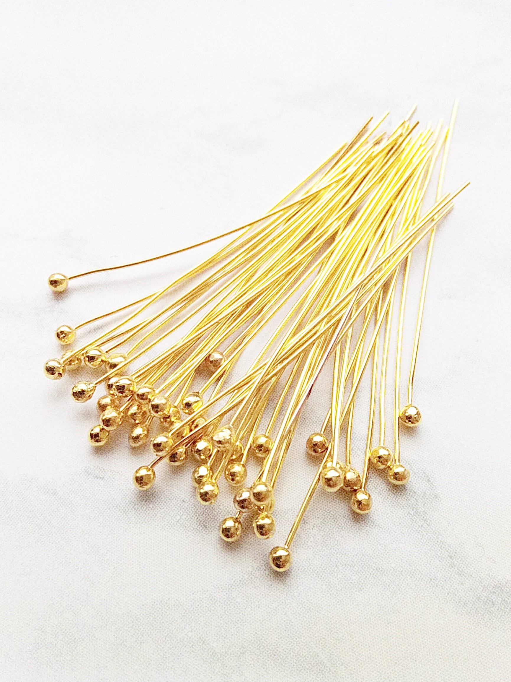 100 Very Thin Gold Plated Head Pins 24 Gauge 1.5 Inch