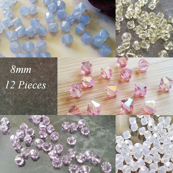 8mm Swarovski 5328 Xilion 5301 Bicone Crystal Loose Beads - 12 Pieces - Choose your color - Bulk Loose Bead - Jewelry Supplies