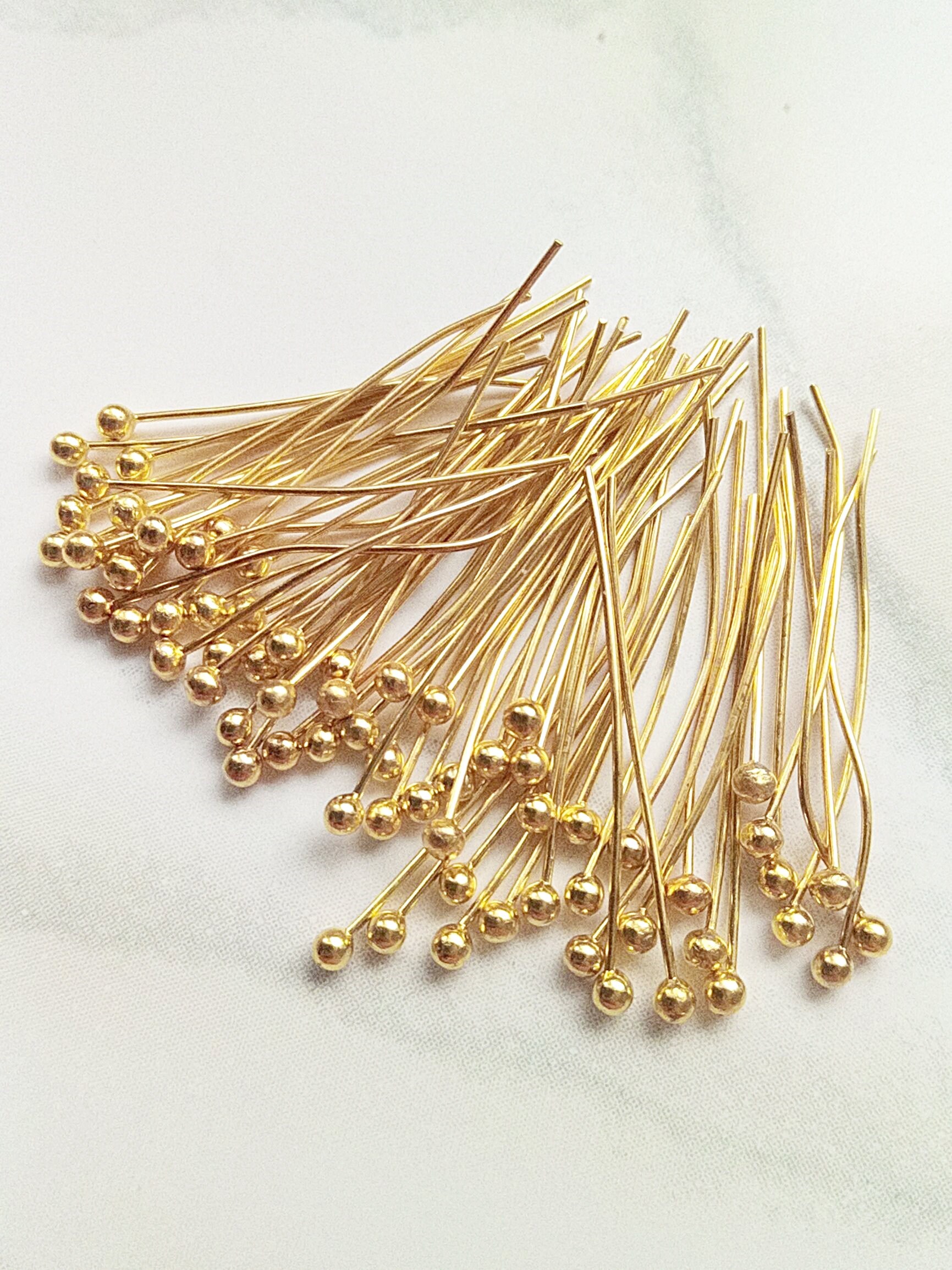 500 Gold Plated Hat Head Pins Jewelry Beading 2" 21 Gauge 