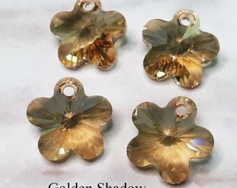 12mm 6744 Swarovski Crystal Flower Pendant - 4 Pieces - Crystal Flower Pendant - Flower Pendant - Golden Shadow