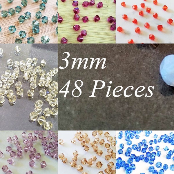 3mm Swarovski 5328 Xilion 5301 Bicone Crystal Loose Beads - Jewelry Making - 48 Pieces - Choose your color - Birthstone - Bulk