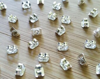 100 Silver Plated Butterfly Earring Back - Earring Stoppers - Bulk - Earring Findings - Accessories