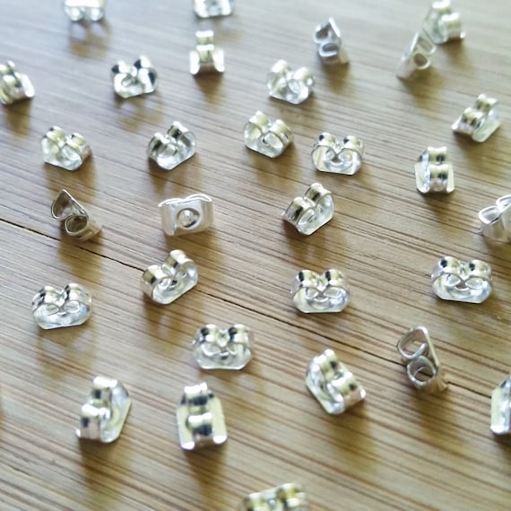 100 Silver Plated Butterfly Earring Back Earring Stoppers 