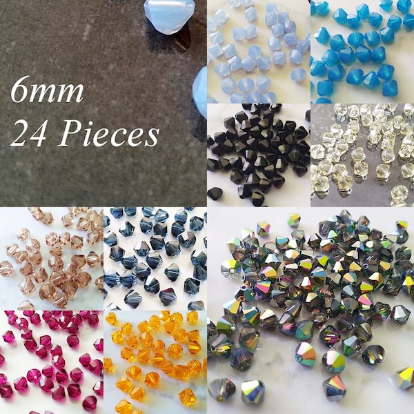 6mm Swarovski 5328 Xilion 5301 Bicone Crystal Loose Beads - 24 Pieces - Choose your color - Bulk Loose Bead - Jewelry Supplies