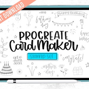 Procreate Card Maker Stempel Set | 45 Briefmarken | Bauen Sie Ihre eigenen persönlichen Karten!