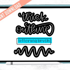 Thick Outline Procreate Lettering Brush | Instant Download | Digital Calligraphy Brush