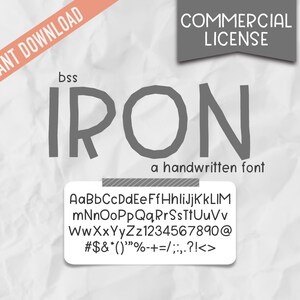 bss IRON Font Commercial License | A Handwritten Font | Commercial Use