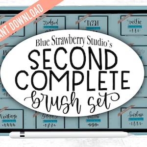 ¡Segundo juego completo de pinceles de Blue Strawberry Studio / 20 pinceles por el precio de 11! / Procrear conjunto de pinceles de letras / Descarga instantánea