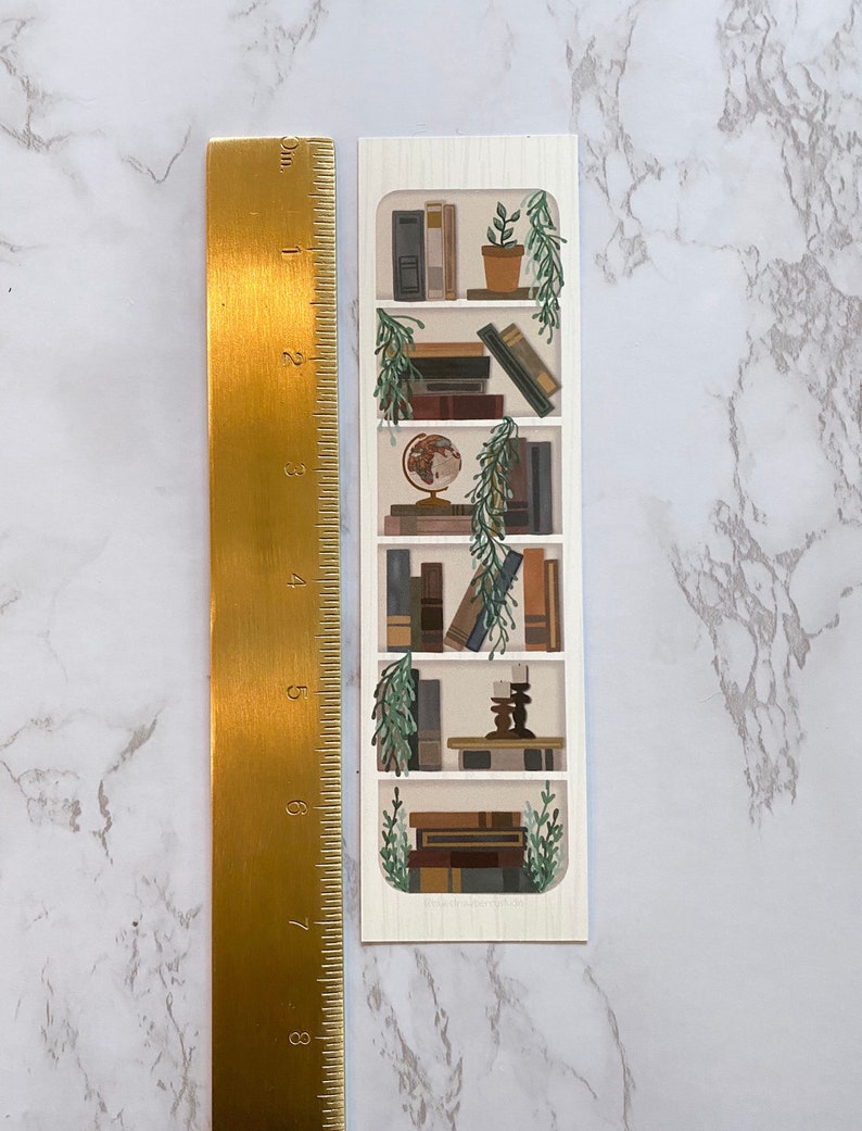 Light Academia Bookshelf Bookmark 2 In. by 7.25 In. Double Etsy