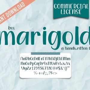 bss MARIGOLD Font Commercial License | A Handwritten Font | Commercial Use
