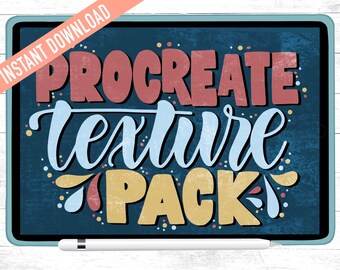 Procreate Texture Pack | 25 Textures | 3 Textured Lettering Brushes | Instant Digital Download