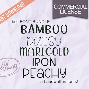 bss Font Bundle Commercial License | 5 Handwritten Fonts | 20% Discount | Commercial USe