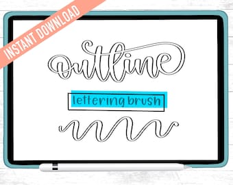 Outline Procreate Lettering Brush | Instant Download | Digital Calligraphy Brush