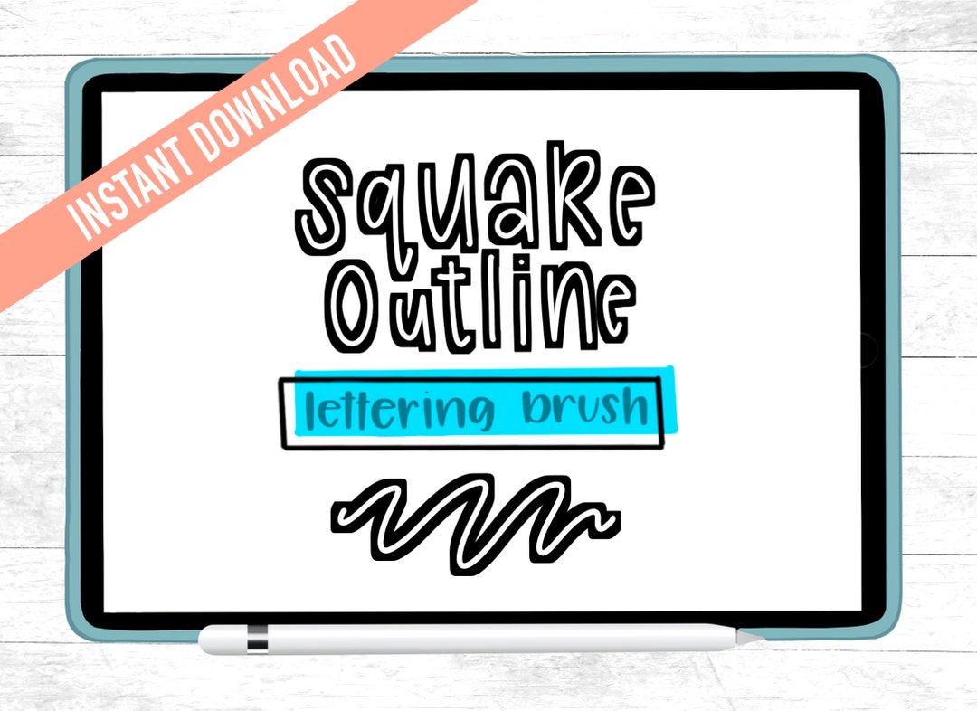 Square Monoline Outline Procreate Lettering Brush | Instant Download - Etsy