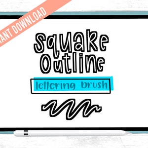 Square Monoline Outline Procreate Lettering Brush | Instant Download