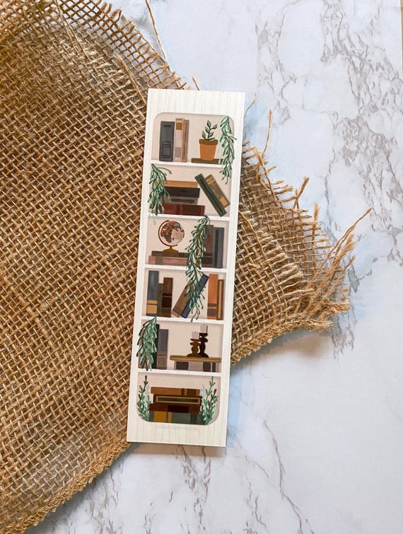 Light Academia Bookshelf Bookmark 2 In. by 7.25 In. Double Etsy