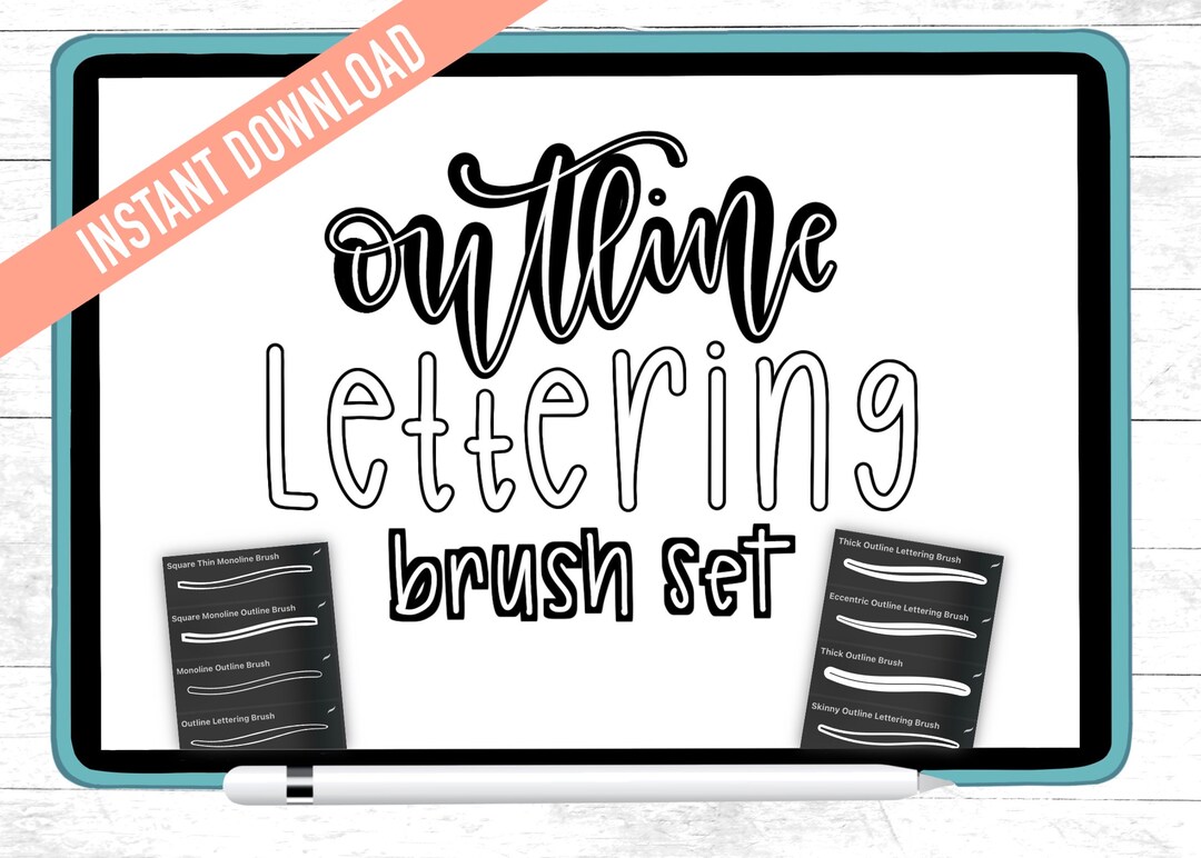 Outline Procreate Lettering Brush Set | 8 Brushes | Instant Download - Etsy